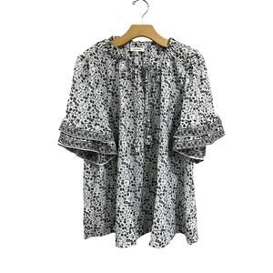 Max Studio Floral Boho Blouse 3X Puff Sleeve Peasant Top Cottagecore